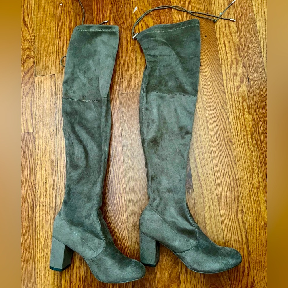 taupe over the knee suede boots